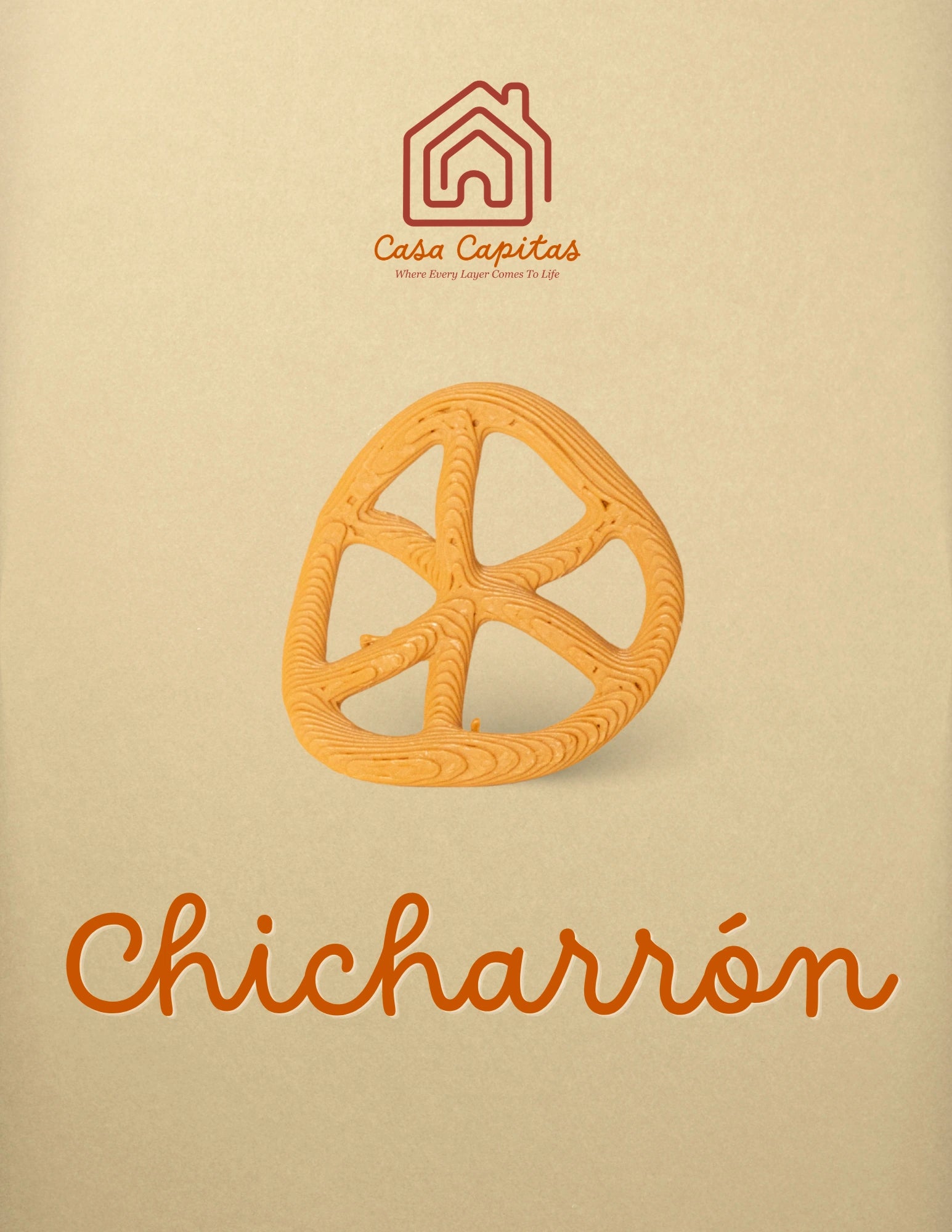Chicharrón chip — Casa Capitas 3D-printed ficha
